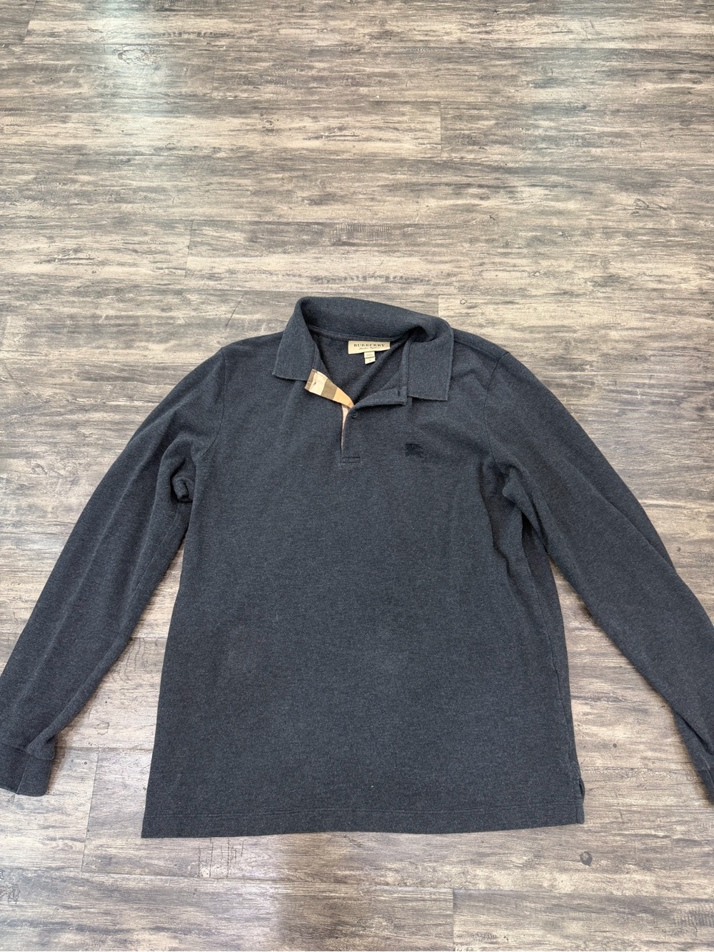 Burberry Dark Charcoal Long-Sleeve Polo